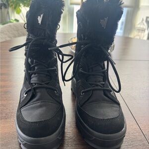 Pajar Black Fur-Trim Winter Boots